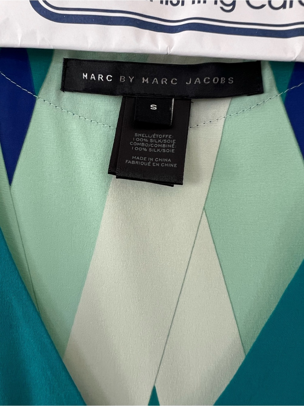 Marc by Marc Jacobs Teal, Mint & Navy Geometric Silk Dress - Picture 3 of 5